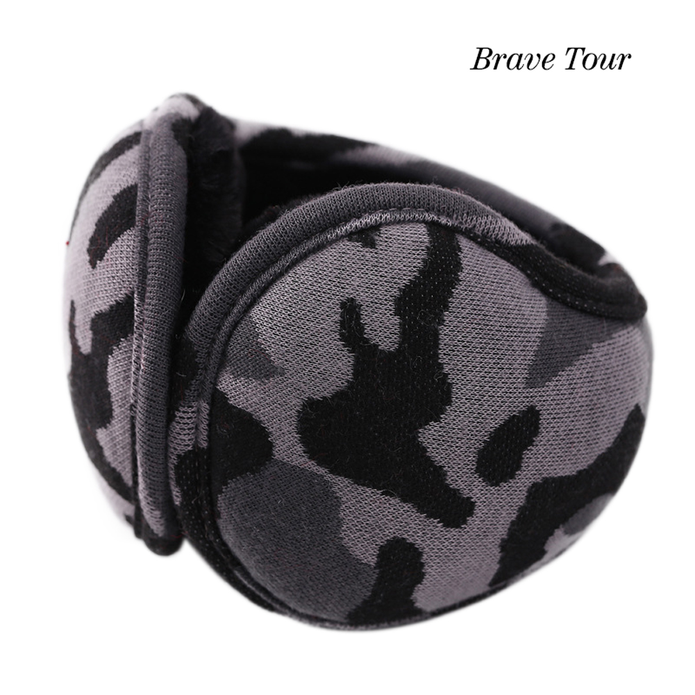 Brave Tour Unisex Earmuffs Simple Camouflage Earmuffs Lined Compact Winter Warm Earmuffs camou-grey