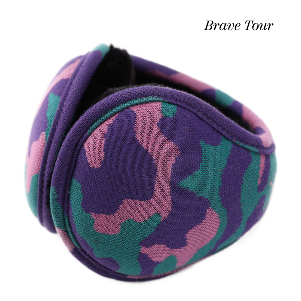 Brave Tour Unisex Earmuffs Simple Camouflage Earmuffs Lined Compact Winter Warm Earmuffs Camou-purple