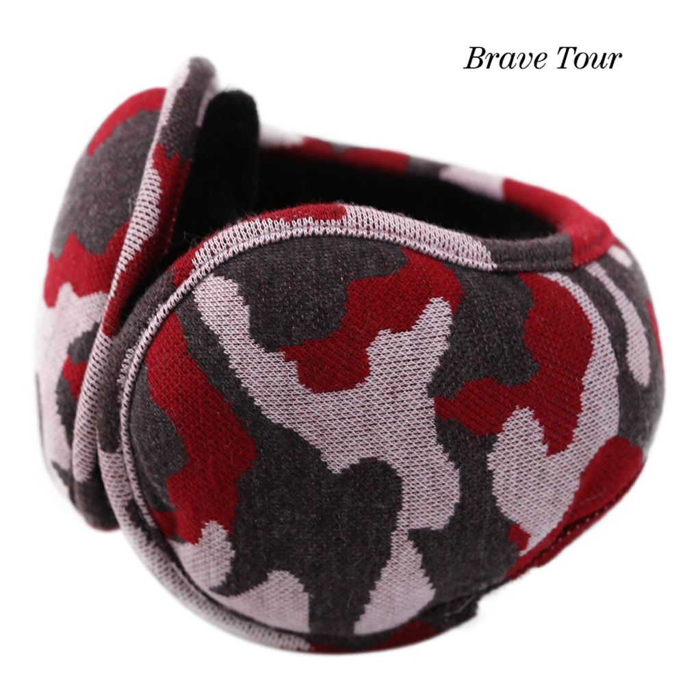 Brave Tour Unisex Earmuffs Simple Camouflage Earmuffs Lined Compact Winter Warm Earmuffs Camou-red